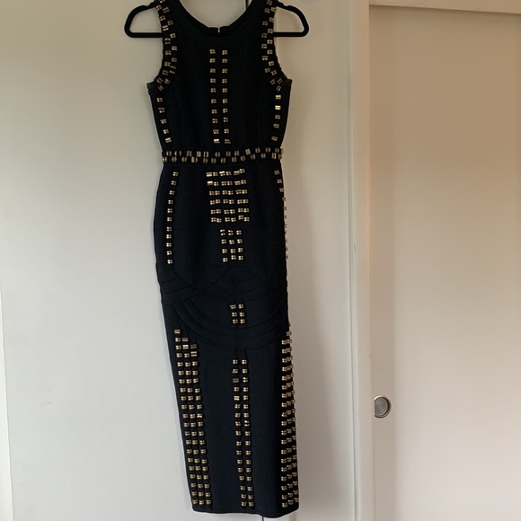 Bandage Midi Dress with Gold Detail - Picture 3 of 11